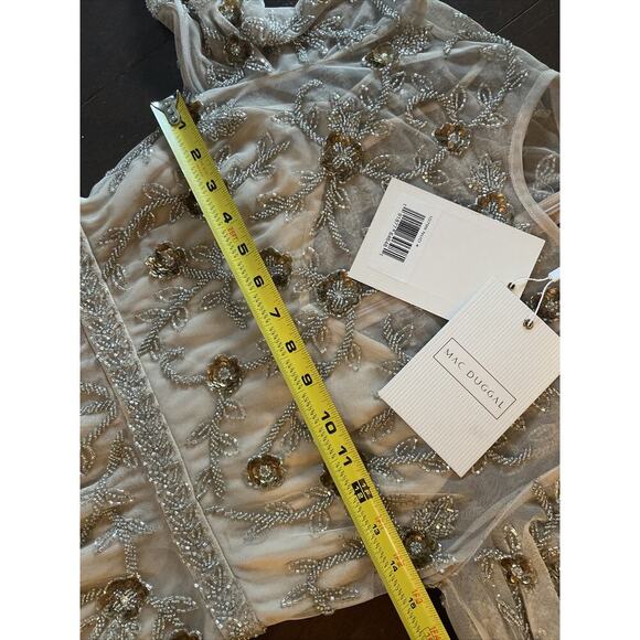 Mac Duggal BEADED ILLUSION A-LINE COCKTAIL Evening Wedding Gown Midi DRESS 4 S - Picture 8 of 13